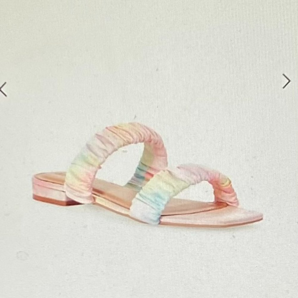 JUSTFAB Luna Slide Flat Sandal. Size: 7.5. Color: Tie Dye Multi